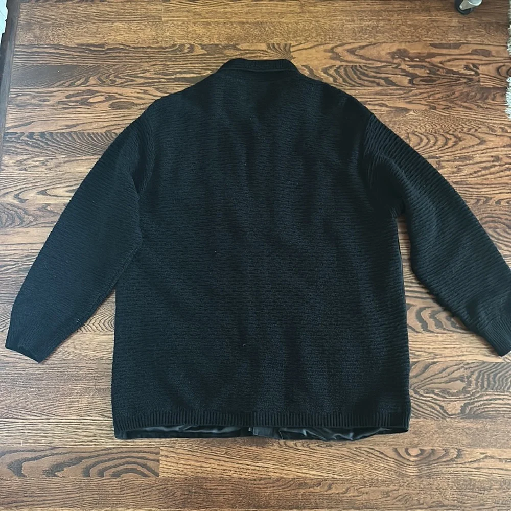 Mondo Di Marco Italian Made Men's Black Suede and Knit Zip Up Jacket size XL